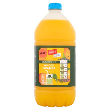 Jack's Double Strength Whole Orange 1.5 Litre (8 x 1.5ltr)