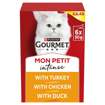 GOURMET Mon Petit Meaty Variety Duck, Chicken, Turkey Wet Cat Food 6x50g PMP (8 x 6x50g)