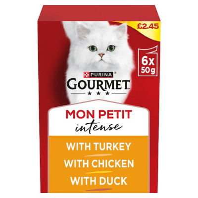 GOURMET Mon Petit Meaty Variety Duck, Chicken, Turkey Wet Cat Food 6x50g PMP (8 x 6x50g)