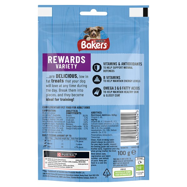 BAKERS Rewards Beef, Chicken and Lamb Dog Treats 100g PMP (8 x 100g)