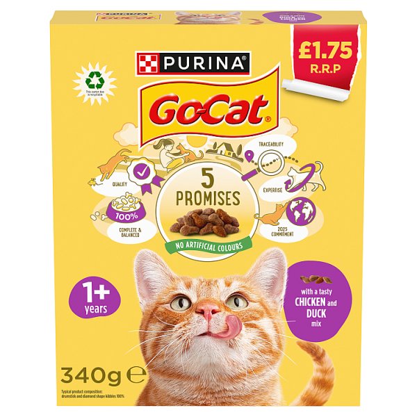 GO-CAT Chicken and Duck Dry Cat Food 340g PMP (6 x 340g) GO-CAT Chicken and Duck Dry Cat Food 340g PMP (6 x 340g)