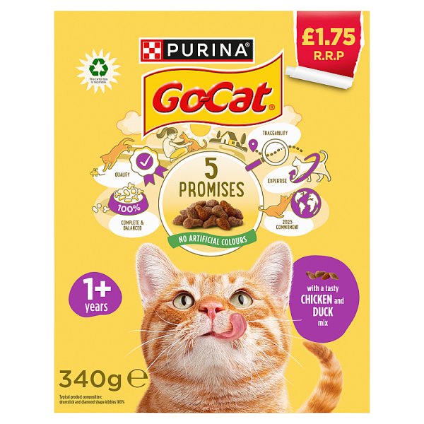 GO-CAT Chicken and Duck Dry Cat Food 340g PMP (6 x 340g) GO-CAT Chicken and Duck Dry Cat Food 340g PMP (6 x 340g)