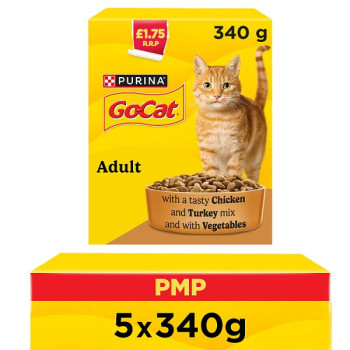 GO-CAT Chicken and Turkey Dry Cat Food 340g PMP (6 x 340g)