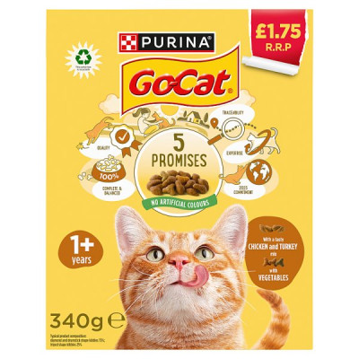 GO-CAT Chicken and Turkey Dry Cat Food 340g PMP (6 x 340g) GO-CAT Chicken and Turkey Dry Cat Food 340g PMP (6 x 340g)