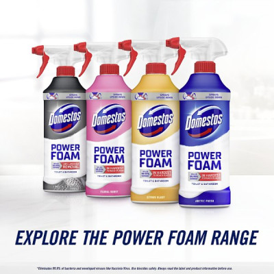 Domestos Power Foam Citrus Blast Toilet & Bathroom Cleaner Spray 450 ml (6 x 450ml)