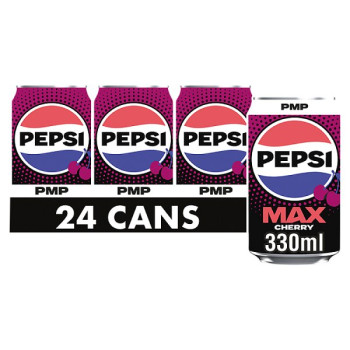 Pepsi Max Cherry No Sugar Cola PMP Can 330ml (24 x 330ml) Pepsi Max Cherry No Sugar Cola PMP Can 330ml (24 x 330ml)