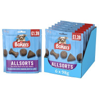 BAKERS Allsorts Chicken, Beef and Lamb Dog Treats 98g PMP (6 x 98g)