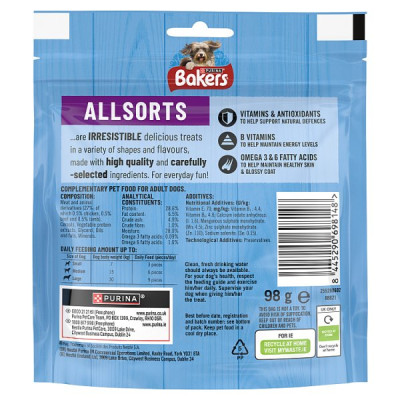 BAKERS Allsorts Chicken, Beef and Lamb Dog Treats 98g PMP (6 x 98g)