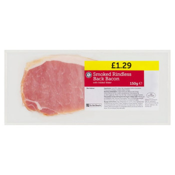 Euro Shopper Smoked Rindless Back Bacon with Added Water 150g (12 x 150g)