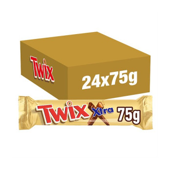 Twix Xtra Milk Chocolate Biscuit Twin Bars 75g (24 x 75G)