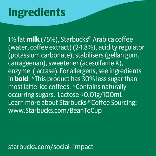 Starbucks Skinny Latte Lactose Free Iced Coffee 220ml (10 x 220ml)