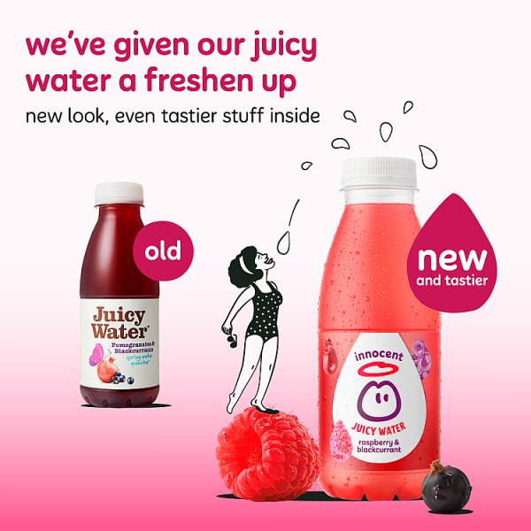 innocent Juicy Water Raspberry & Blackcurrant 420ml (12 x 420ml)