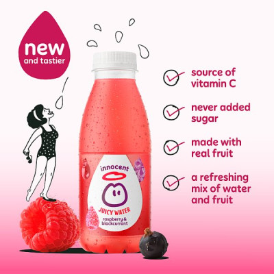 innocent Juicy Water Raspberry & Blackcurrant 420ml (12 x 420ml)