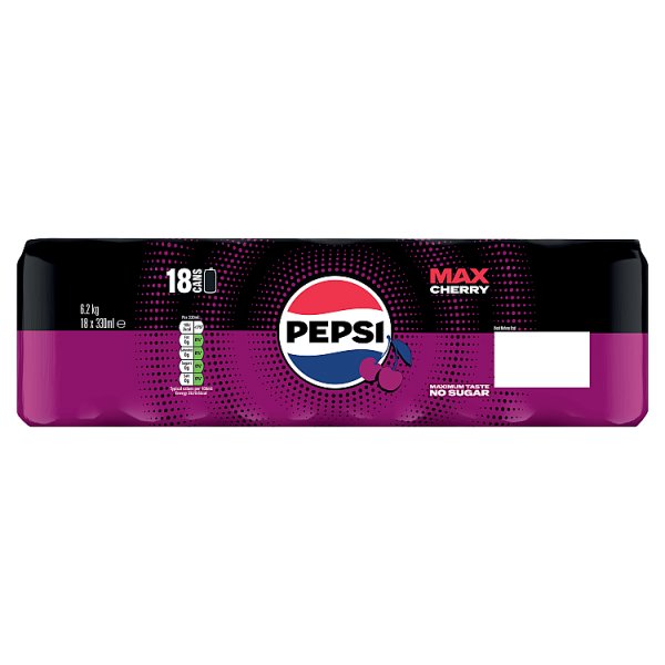 Pepsi Max Cherry No Sugar Cola Cans 18 x 330ml (1 x 18X330M) Pepsi Max Cherry No Sugar Cola Cans 18 x 330ml (1 x 18X330M)