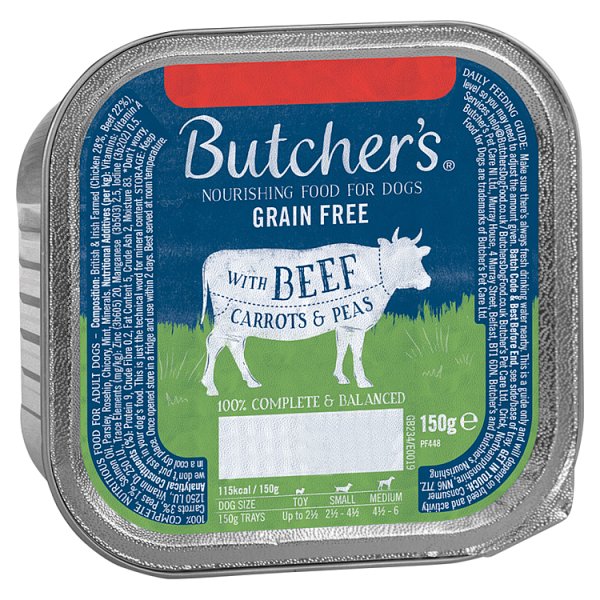 Butcher's Nourishing Food for Dogs with Beef Carrots & Peas 150g (12 x 150g)
