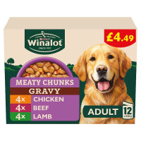 WINALOT Meaty Chunks Mixed in Gravy Wet Dog Food 12x100g PMP (4 x 12x100g)