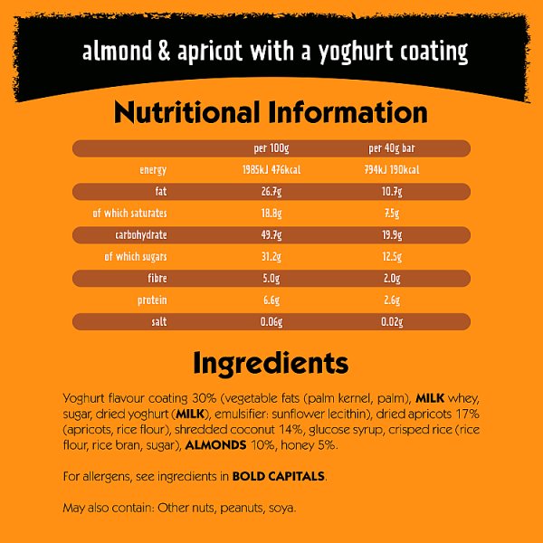 Eat Natural Almond & Apricot with a Yoghurt Coating Fruit & Nut Bars 40g (12 x 40g) Eat Natural Almond & Apricot with a Yoghurt Coating Fruit & Nut Bars 40g (12 x 40g)