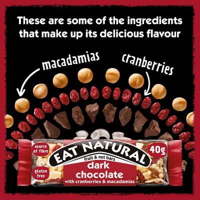 Eat Natural Dark Chocolate with Cranberries & Macadamias Fruit & Nut Bars 40g (12 x 40g)