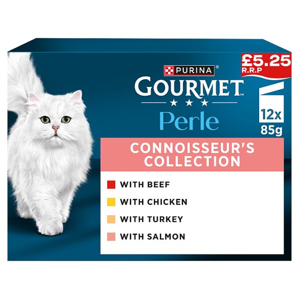 GOURMET Perle Mini Fillets in Gravy Connoisseur's Collection Wet Cat Food 12x85g (4 x 12x85g)