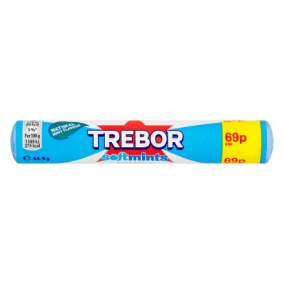 Trebor Softmints Spearmint Mints Roll 69p PMP 44.9g (40 x 44.9g)
