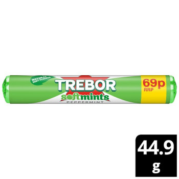Trebor Softmints Peppermint Mints Roll 69p PMP 44.9g (40 x 44.9g)
