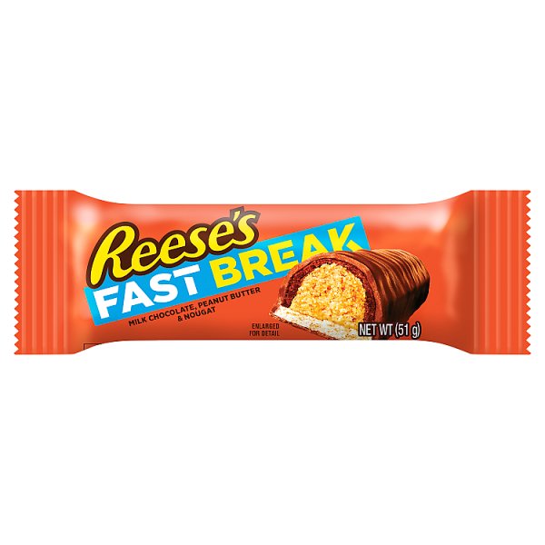 Reese's Fast Break with Peanut Butter & Nougat Single Bar 51g (18 x 51g)