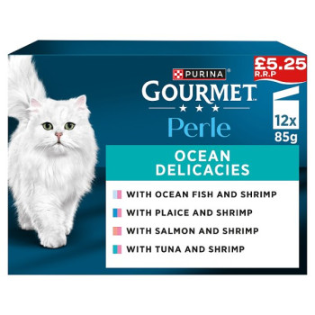GOURMET Perle Mini Fillets in Gravy Ocean Delicacies Wet Cat Food 12x85g (4 x 12x85g)