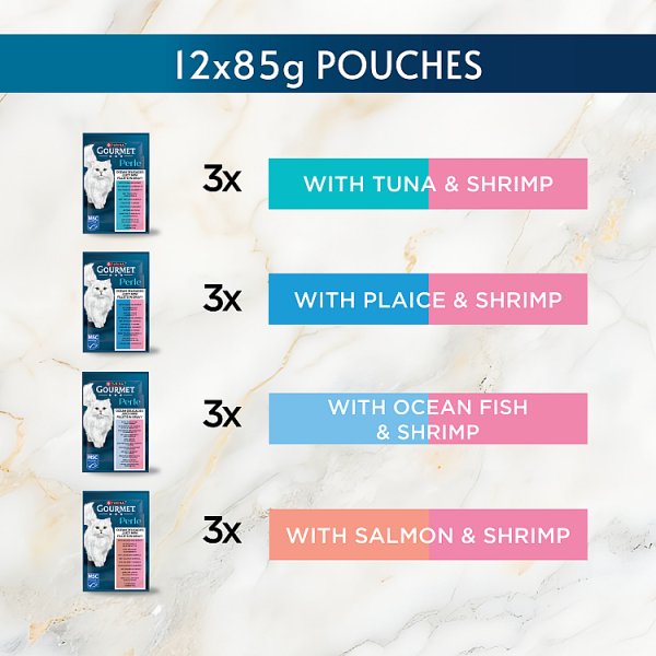 GOURMET Perle Mini Fillets in Gravy Ocean Delicacies Wet Cat Food 12x85g (4 x 12x85g) GOURMET Perle Mini Fillets in Gravy Ocean Delicacies Wet Cat Food 12x85g (4 x 12x85g)