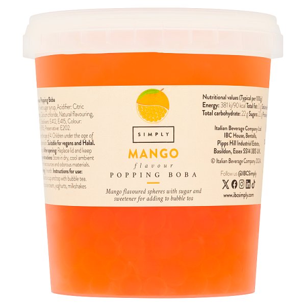 Simply Mango Flavour Popping Boba 870g (1 x 870g)