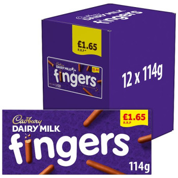Cadbury Dairy Milk Fingers Milk Chocolate Covered Biscuits 114g (12 x 114g)