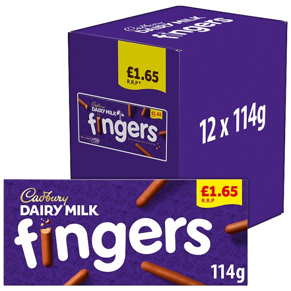 Cadbury Dairy Milk Fingers Milk Chocolate Covered Biscuits 114g (12 x 114g)