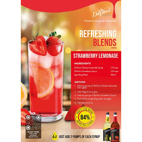 DaVinci Gourmet Classic Strawberry Single Batch Flavour Syrup 1L (6 x 1ltr)