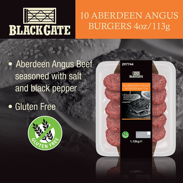Blackgate 10 Aberdeen Angus Burgers 1.13kg (1 x 10x113g)
