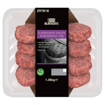 Blackgate 8 Aberdeen Angus Burgers 1.36kg (6 x 8x170g)