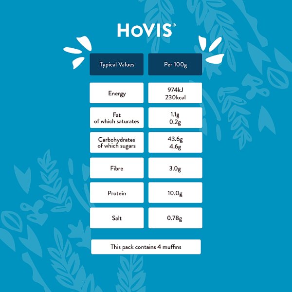 Hovis 4 Soft White English Muffins (1 x 4pk)