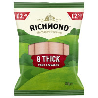 Richmond 8 Thick Pork Sausages 410g (6 x 410g)