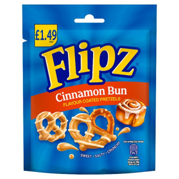 Flipz Cinnamon Bun Flavour Coated Pretzel Snacks 80g (12 x 80g)