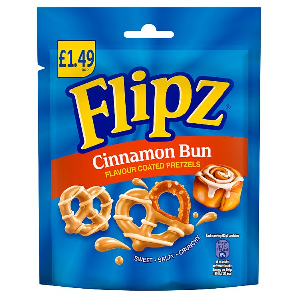 Flipz Cinnamon Bun Flavour Coated Pretzel Snacks 80g (12 x 80g) Flipz Cinnamon Bun Flavour Coated Pretzel Snacks 80g (12 x 80g)