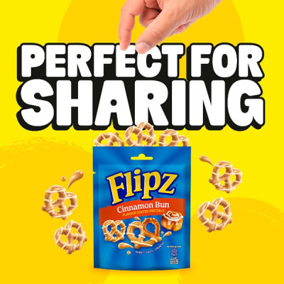 Flipz Cinnamon Bun Flavour Coated Pretzel Snacks 80g (12 x 80g) Flipz Cinnamon Bun Flavour Coated Pretzel Snacks 80g (12 x 80g)