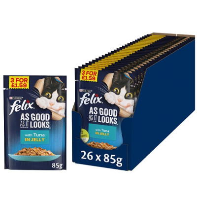 FELIX As Good As it Looks Tuna in Jelly Wet Cat Food 85g PMP (26 x 85g)