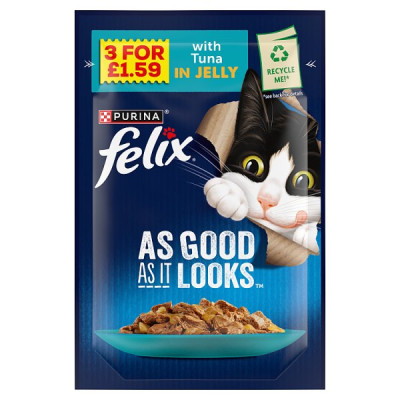 FELIX As Good As it Looks Tuna in Jelly Wet Cat Food 85g PMP (26 x 85g)