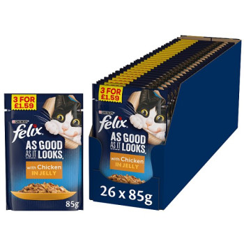 FELIX As Good As it Looks Chicken in Jelly Wet Cat Food 85g PMP (26 x 85g)