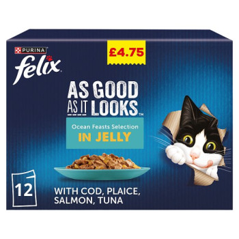 FELIX As Good As it Looks Ocean Feasts Wet Cat Food 12x85g PMP (4 x 12X85G)