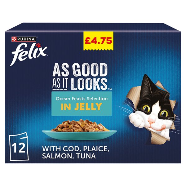FELIX As Good As it Looks Ocean Feasts Wet Cat Food 12x85g PMP (4 x 12X85G)