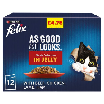 FELIX As Good As it Looks Meaty Selection in Jelly Wet Cat Food 12x85g PMP (4 x 12X85G)