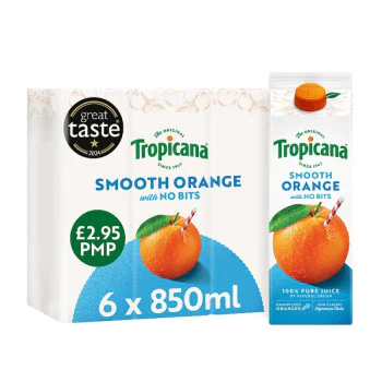 Tropicana Smooth Orange Fruit Juice 850ml (6 x 850ml) Tropicana Smooth Orange Fruit Juice 850ml (6 x 850ml)