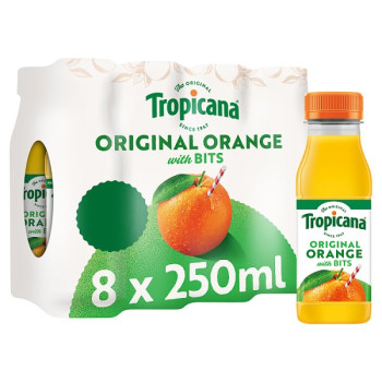 Tropicana Original Orange with Bits Fruit Juice 250ml (8 x 250ml)