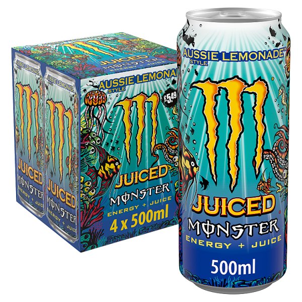 Monster Energy Drink Aussie Style Lemonade 4 x 500ml (6 x 4x500ml)