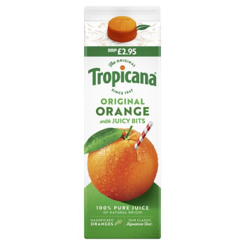 Tropicana Original Orange with Bits Fruit Juice 850ml (6 x 850ml)