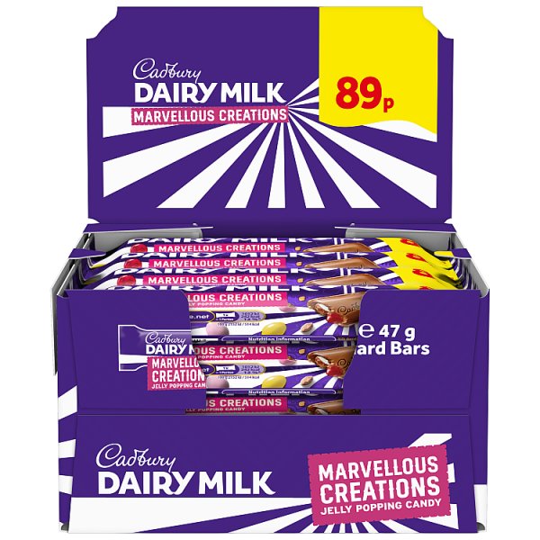 Cadbury Dairy Milk Chocolate Marvellous Creations Jelly Popping Candy Bar 47g (24 x 47g)